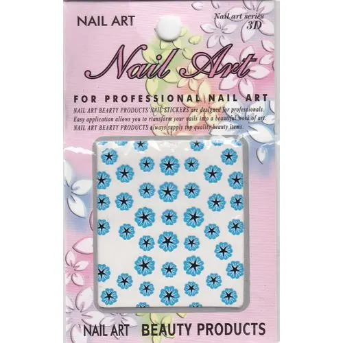 3D stickers, blue flowers with black centre