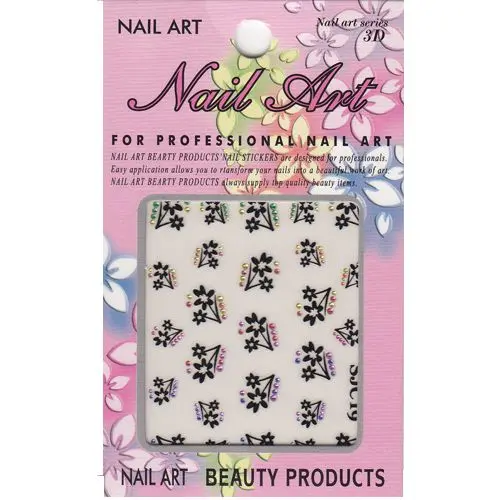 Black 3D stickers, two flowers on stems