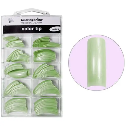 Coloured false tips 100pcs - Spray Green, no.1 - 10