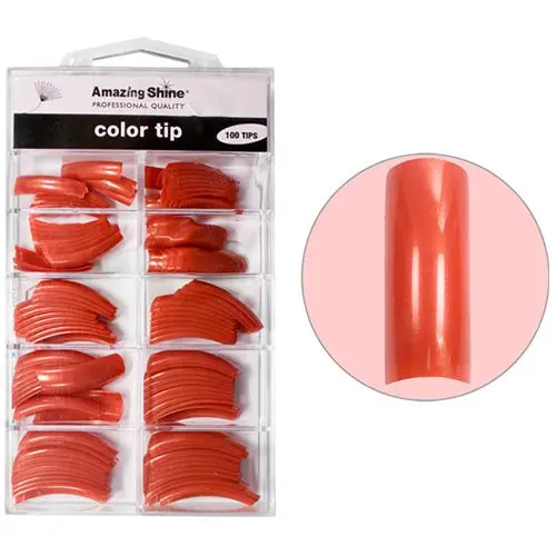 Metallic Orange, coloured false nails 100pcs - no.1 - 10