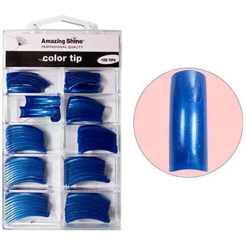 Coloured false tips, no.1 - 10 - Metallic Dark Blue, 100pcs