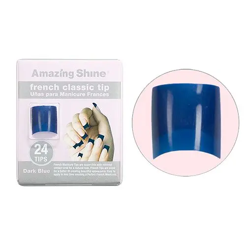 Short coloured tips French Classic Tip - Dark Blue, 24pcs, no.1 - 10