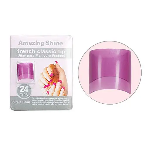 Short tips for French Manicure - Purple Pearl, French Classic Tip, 24pcs