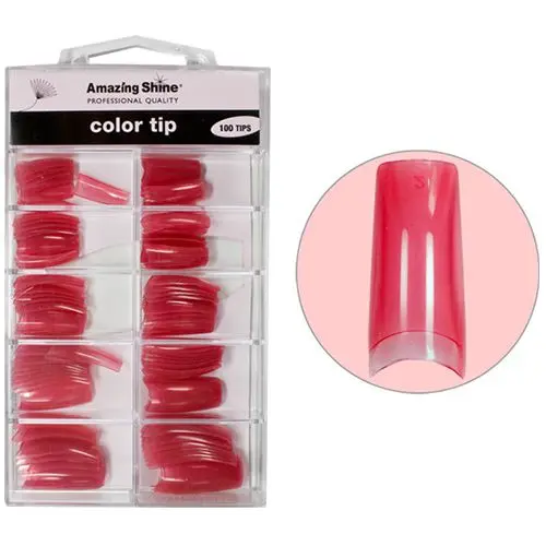 Coloured nail tips Pink Pearl - 100pcs, no.1 - 10