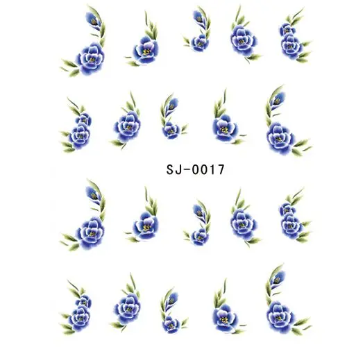 Water decal - dark blue flowers with leaves
