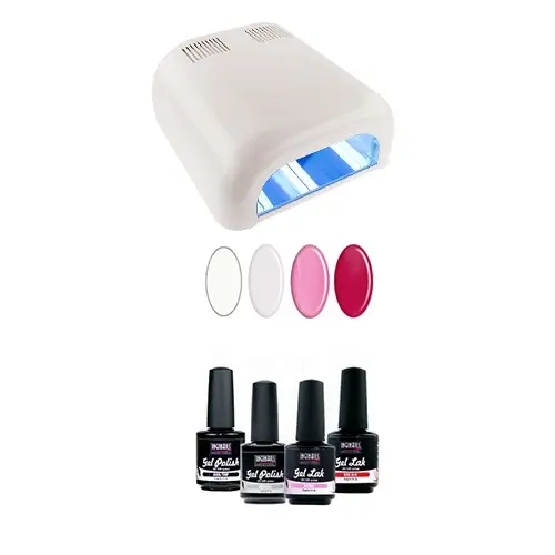 Test kit - UV gel polish 4x15ml + 4-bulb white 36W lamp