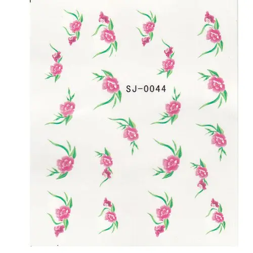 Nail art decals, pink flowers, leaves