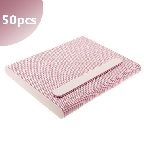50pcs pack - Inginails Professional nail file - white, pink centre 80/80