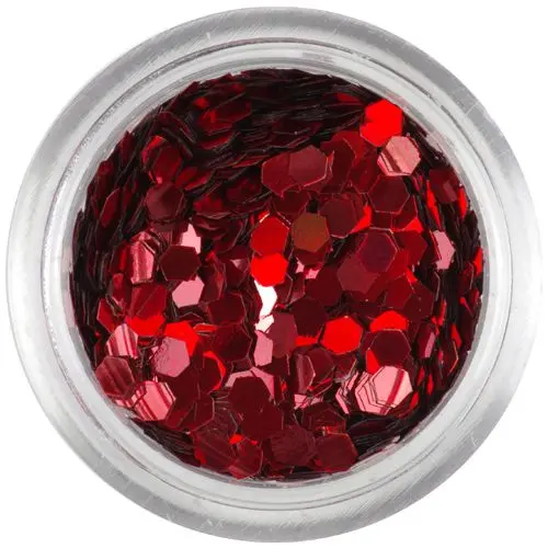 Decorative confetti, 2mm - fiery red hexagons