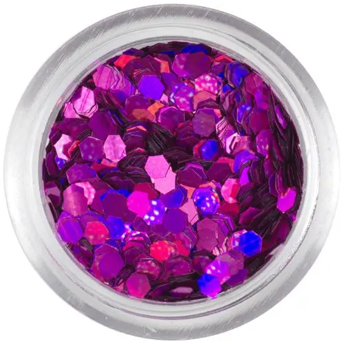 Violet-pink hexagons with holographic shine, 2mm