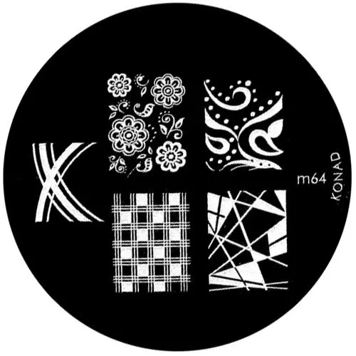 Metal plate for nail art stamping, m64
