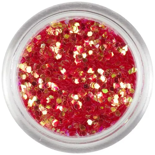 Light red confetti, 1mm - pearly hexagons