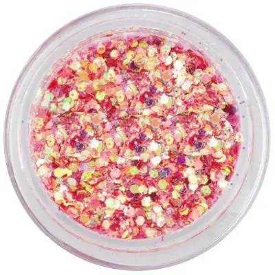 1mm flitters in glitter dust powder - light red hexagons