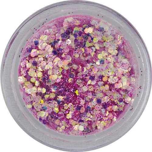 Pink hexagon in dust powder, 1mm