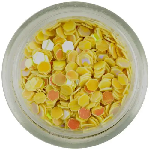 Banana yellow hexagons with reflective effect - 3mm