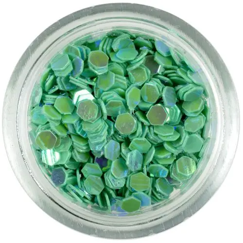 Decorative confetti, 3mm - turquoise-green hexagons