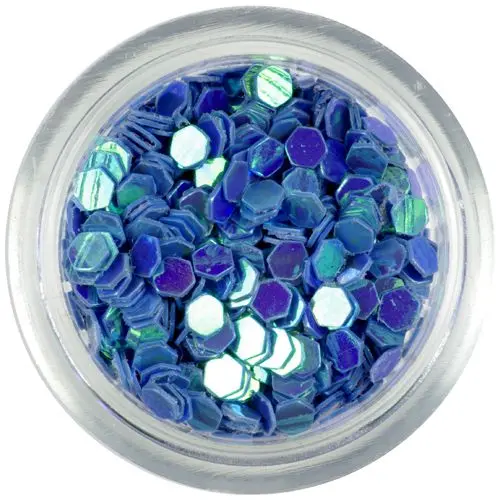 3mm sequins with reflection - blue hexagons