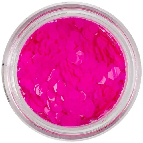 Decorative confetti - 3mm neon pink hexagons