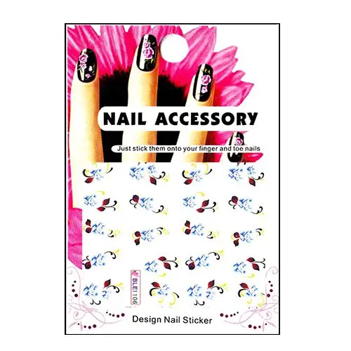 Colourful water decals - light blue flowers, brown leaves