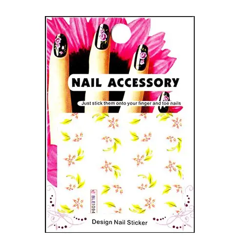 Large pink flowers with leaves - nail art water decal