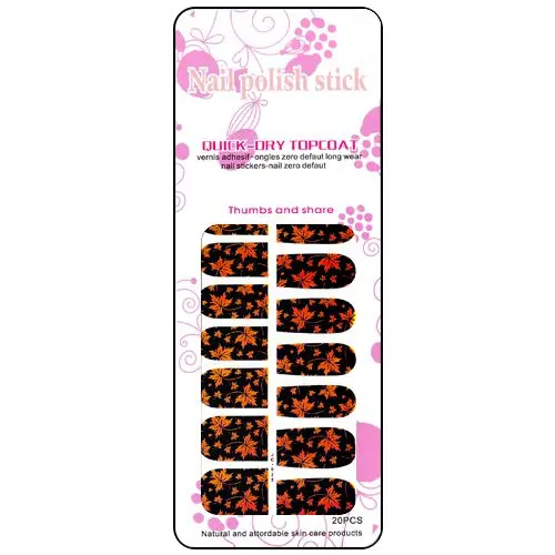 Nail art stickers in black colour with red imprint