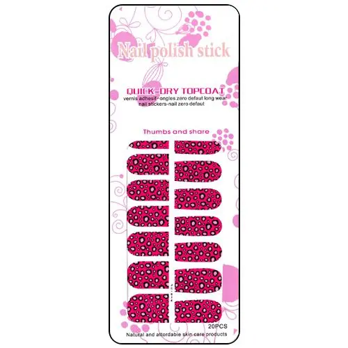 Nail art stickers, dark pink with leopard pattern