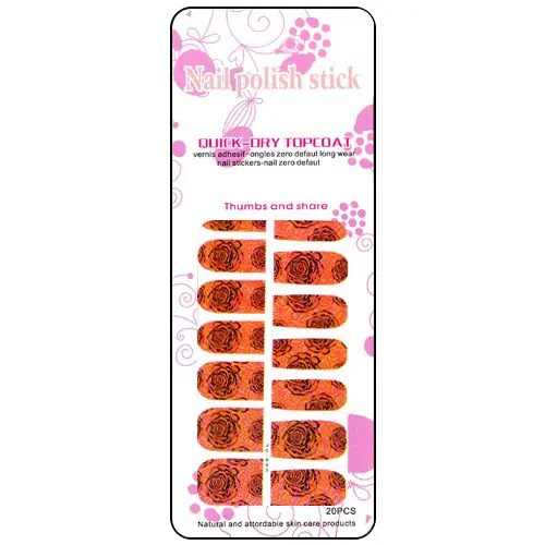 Red nail art stickers with rose imprint