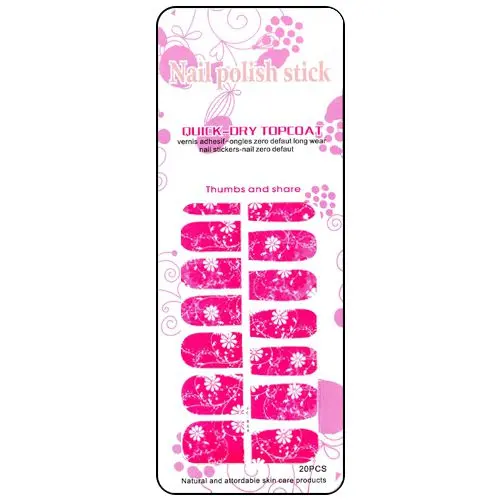 Nail art stickers - pink with floral imprint