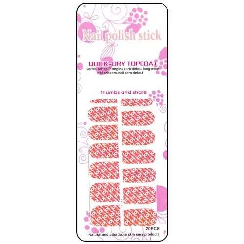 Orange nail art stickers, Chanel logo
