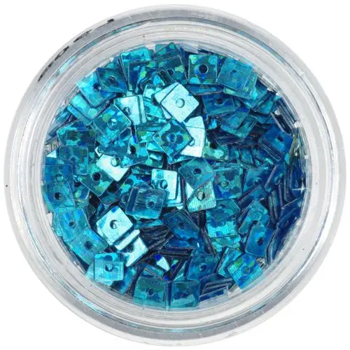 Hologram Confetti with Hole - Turquoise Blue Squares