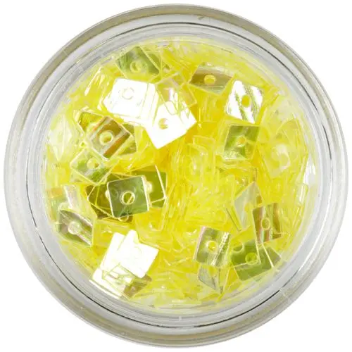 Transparent Square - Yellow Nail Art Decoration with Hole