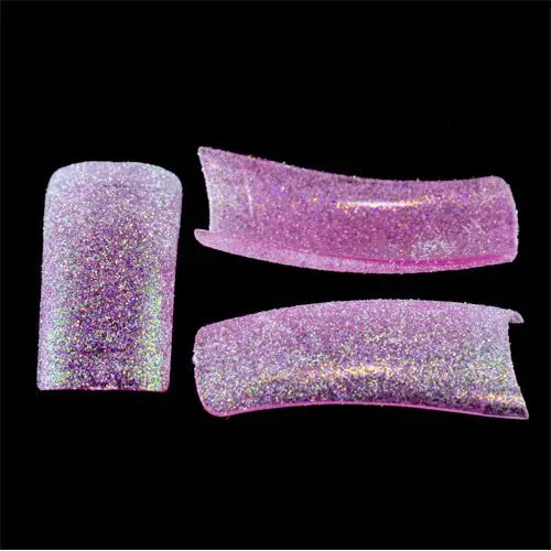 Pink-purple glue-on glitter tips - 20pcs