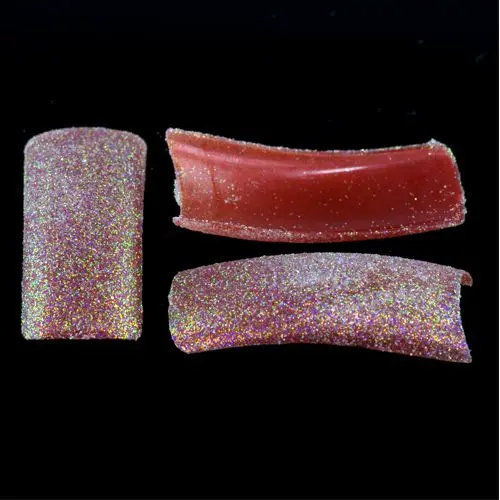 Glitter nail tips, 500pcs - brown-red