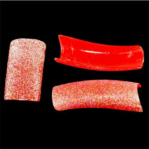 Glitter nail tips, 500pcs - red