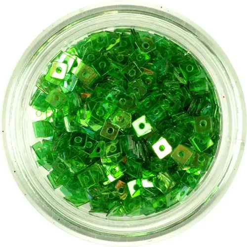 Transparent Confetti with Hole - Small Green Squares