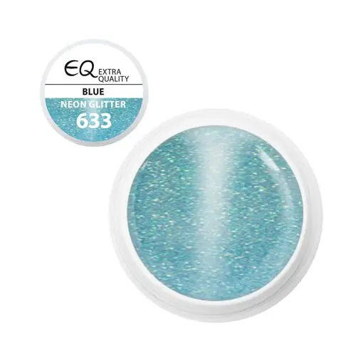Coloured UV gel - 633 Neon Glitter Blue, 5g