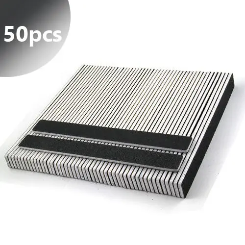 50pcs - Inginails Professional nail file, black narrow rectangle 100/180