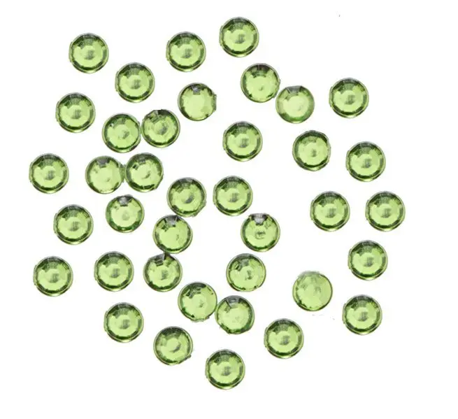 Green decorations for nails, 1 mm - round rhinestones in sack, 60pcs