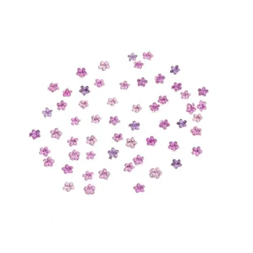 Violet rhinestones for nails - flowers 50pcs