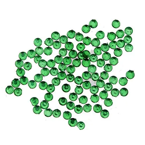 Green nail decorations, 1,5mm - round rhinestones in sack, 90pcs