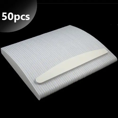 50pcs - Inginails Professional nail file, white half moon, curved 80/80