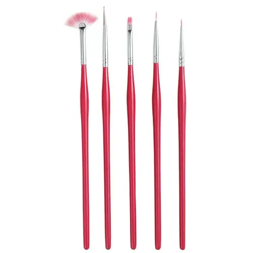 5pcs set, red - modelling and decoration brushes for nails 