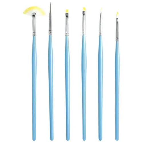 Light blue set of modelling brushes for nails - 6pcs