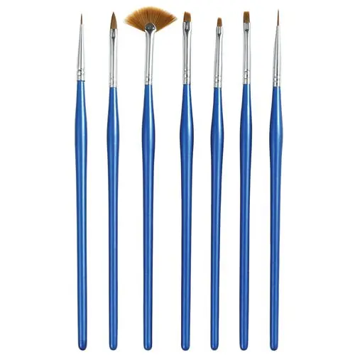 Dark blue brushes for nail decoration - 7pcs set