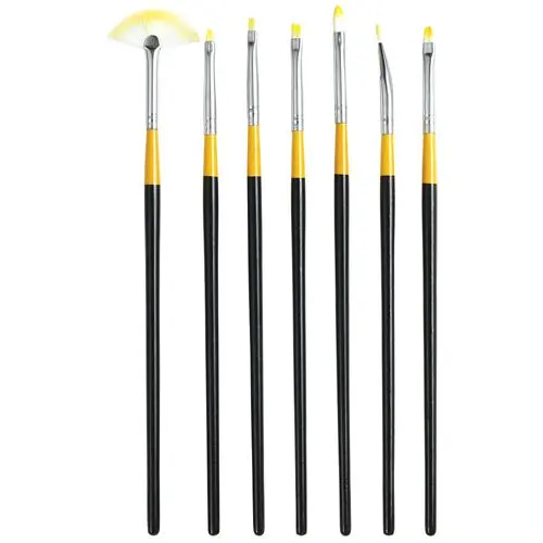 Black-yellow set of modelling nail brushes - 7pcs