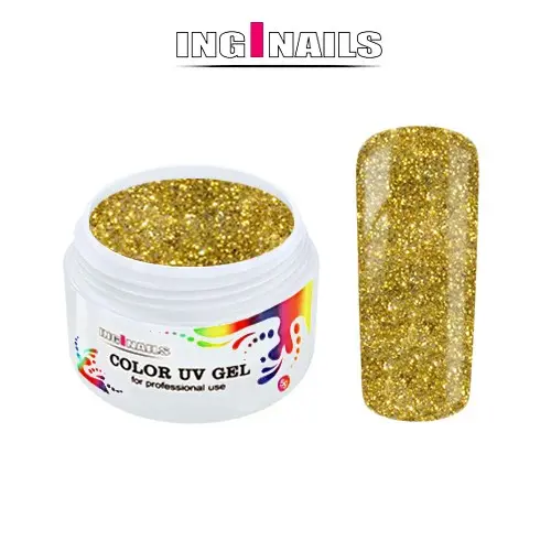UV Gel, coloured Inginails - Gold Glitter 5g