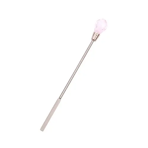 Nail cuticle pusher with light pink crystal