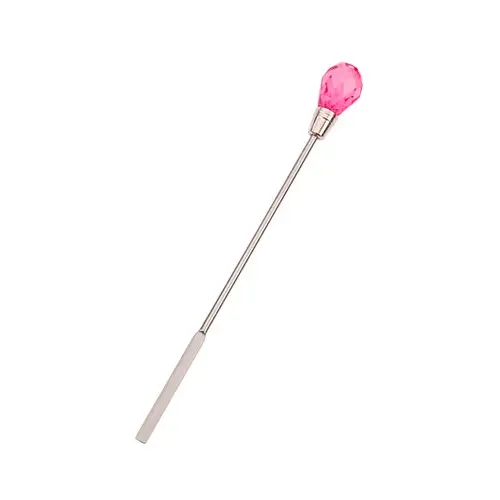 Nail cuticle pusher with pink crystal