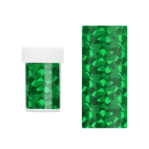 Decorative nail foils - green with reflections in asymmetric shapes