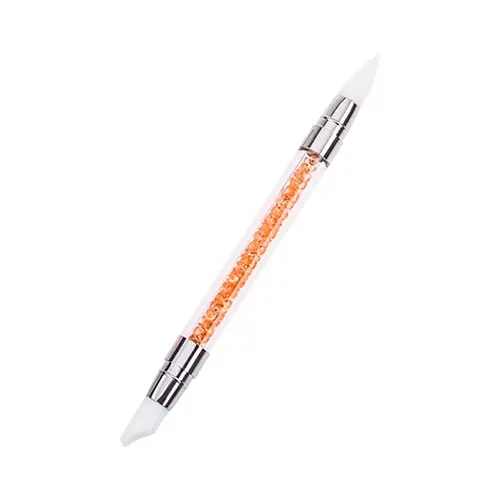 Nail art pen with silicone tip and orange stones